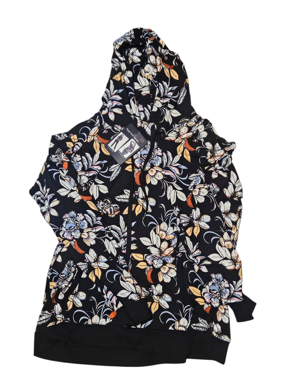 Black Floral Hooded Utility Jacket with Pockets